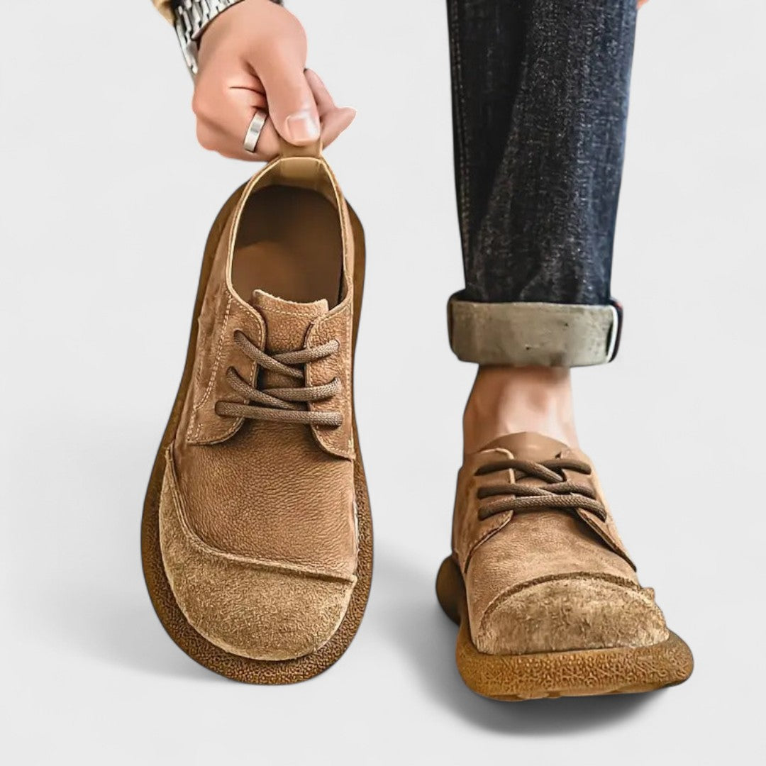 Men's Calf Leather Shoes Rough Grain Casual Business Durable