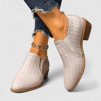 Women's Loafers Crocodile Print Block Heel Slip-On Smart Casual Shoes