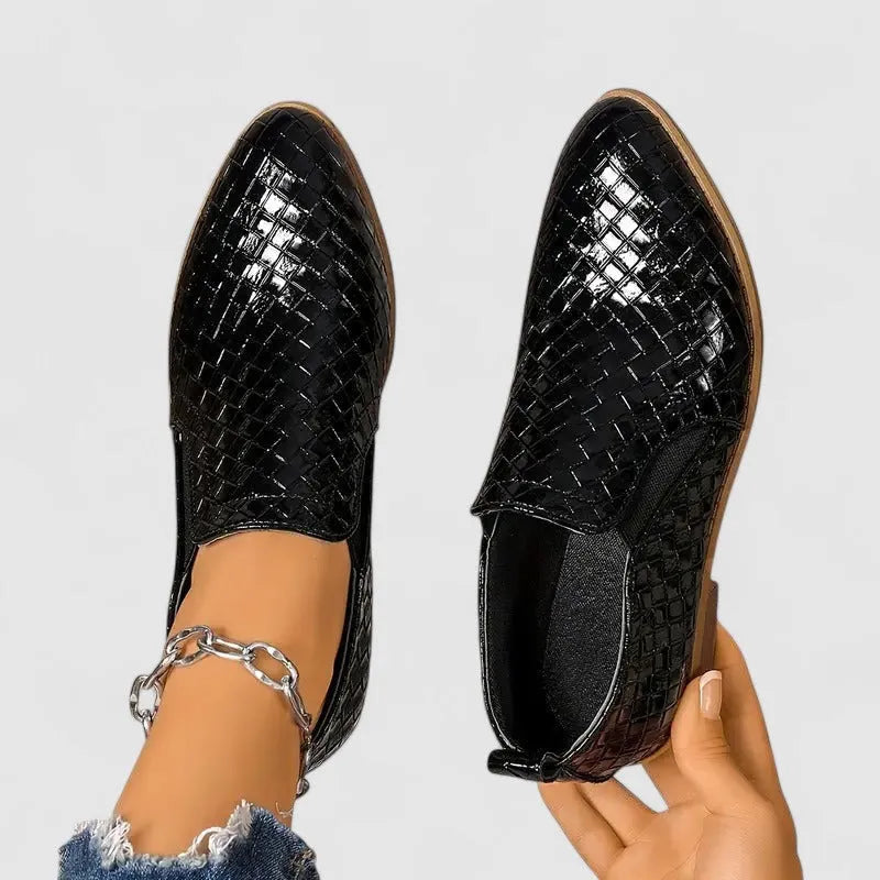 Women's Loafers Crocodile Print Block Heel Slip-On Smart Casual Shoes