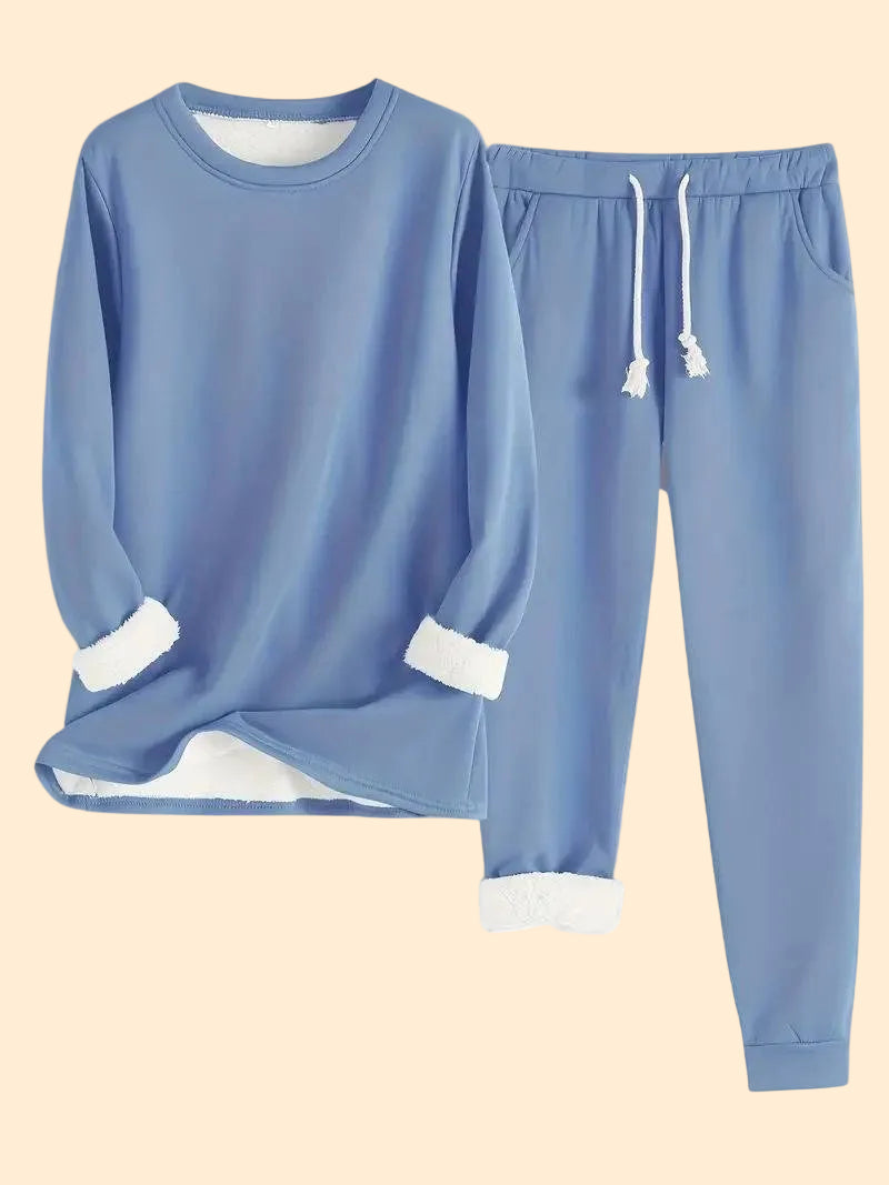 Women's Loungewear Set Oversized Crewneck Top Tapered Joggers Fleece Cuffs