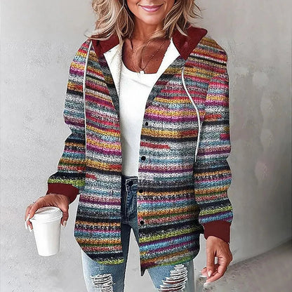 Women's Plaid Hoodie Jacket Casual Winter Warm Checkered