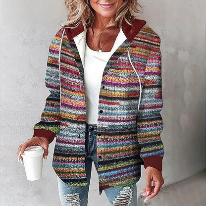 Women's Plaid Hoodie Jacket Casual Winter Warm Checkered