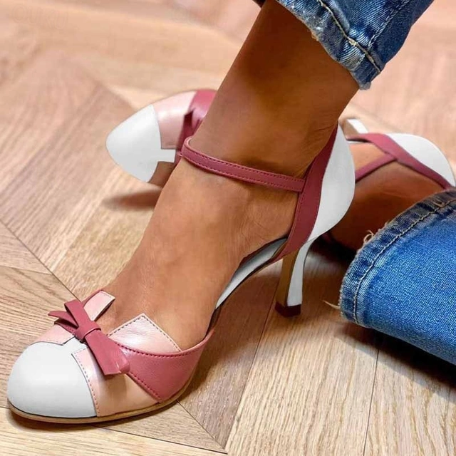Women's Pink High Heel Sandals Elegant Dressy Ankle Strap Heels