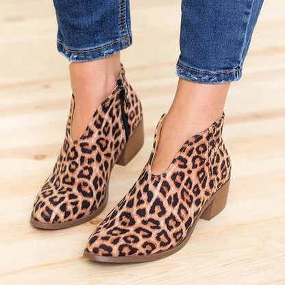 Women's V-Neck Slip-On Ankle Boots Casual Everyday Comfort Black