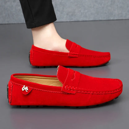 Men's Penny Loafers Slip On Round Toe Casual Suede-Look Moccasin