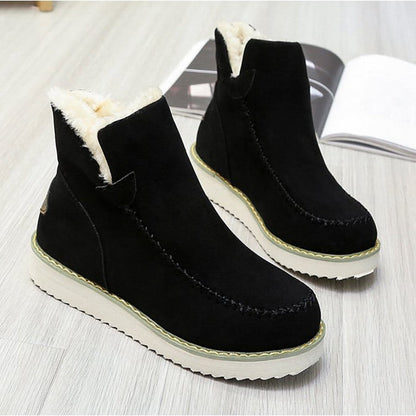 Women's Plateau Boots Warm Lined Slip On Ankle Boots Black