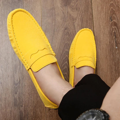 Men's Penny Loafers Slip On Round Toe Casual Suede-Look Moccasin
