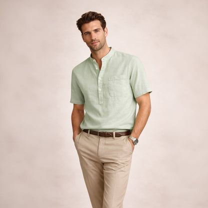 Men's Henley shirt with a button front