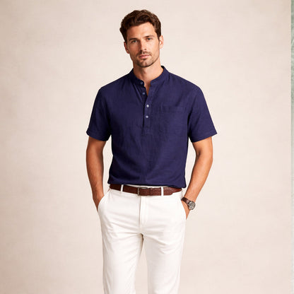 Men's Henley shirt with a button front