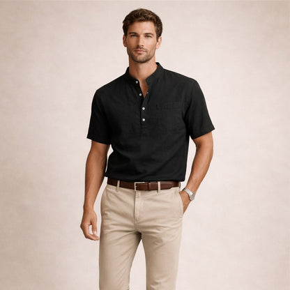 Men's Henley shirt with a button front