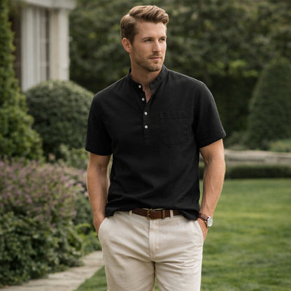 Men's Henley shirt with a button front
