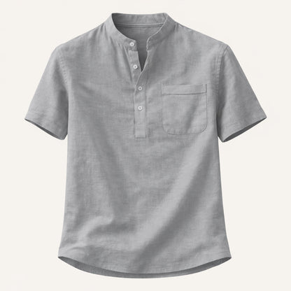 Men's Henley shirt with a button front