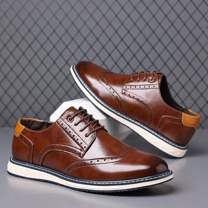 Men's lace-up brogue dress shoes with wingtip detailing