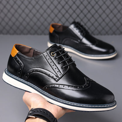 Men's lace-up brogue dress shoes with wingtip detailing