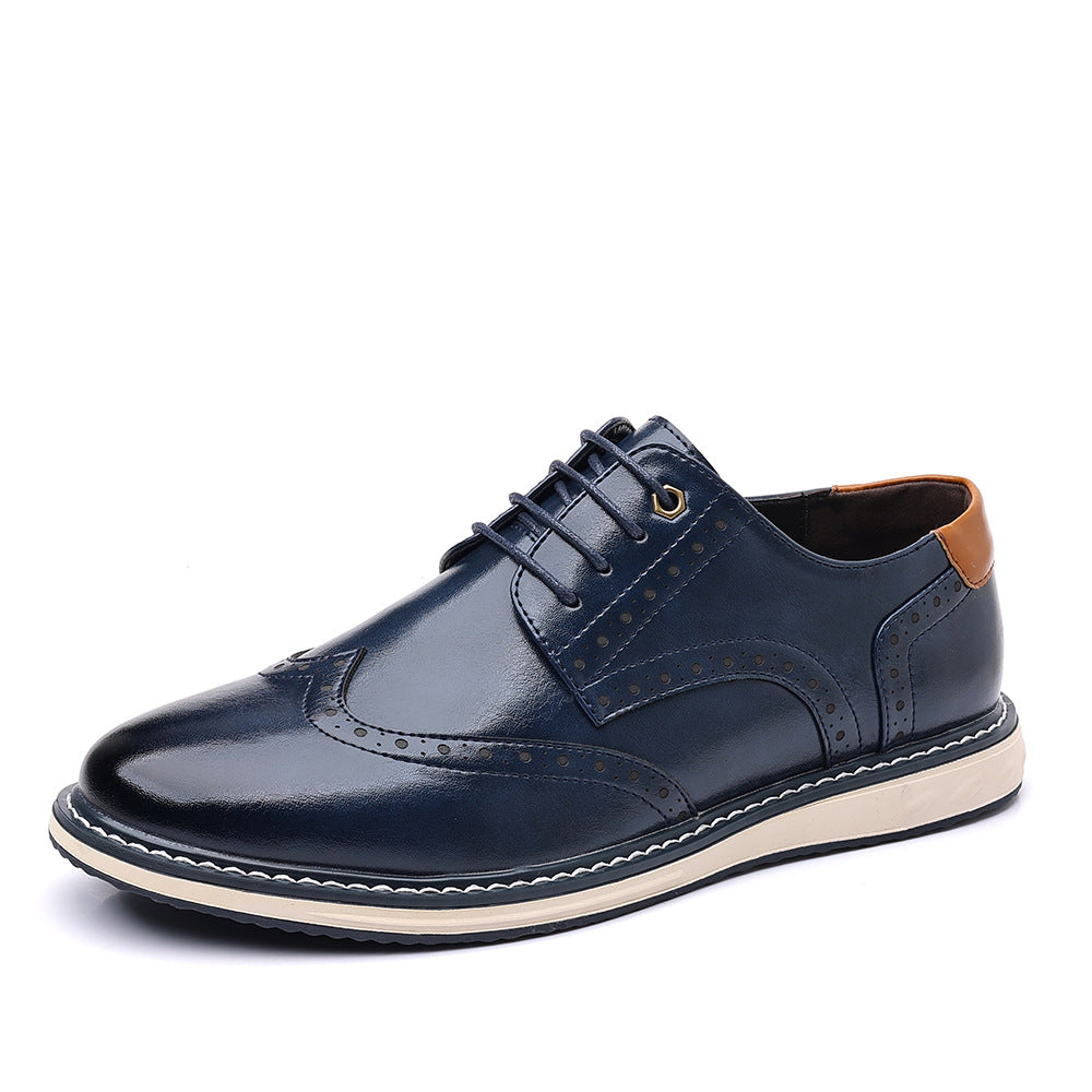 Men's lace-up brogue dress shoes with wingtip detailing