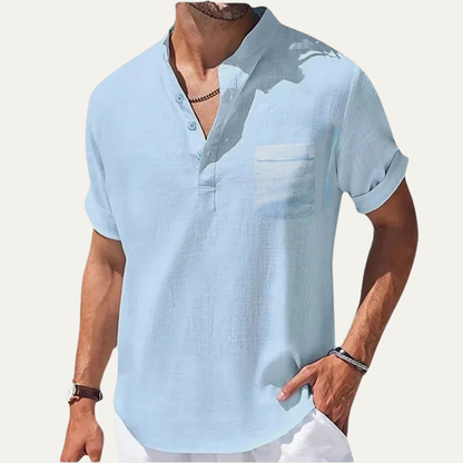 Men's Henley shirt with a button front