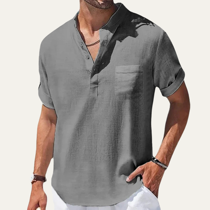 Men's Henley shirt with a button front