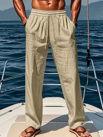 Men's straight-leg pants with a drawstring waist