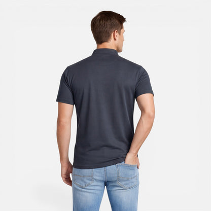 Men's short-sleeve Henley shirt with a button front