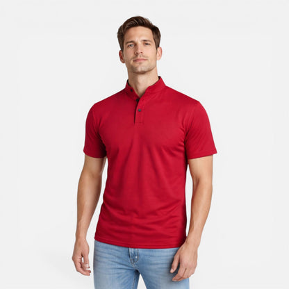 Men's short-sleeve Henley shirt with a button front