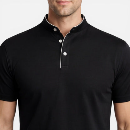 Men's short-sleeve Henley shirt with a button front
