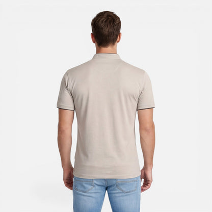 Men's short-sleeve Henley shirt with a button front