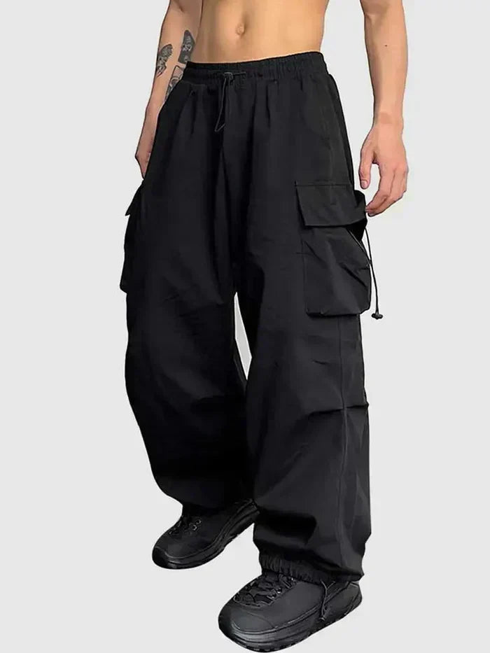 Men's wide-leg trousers with a drawstring waist