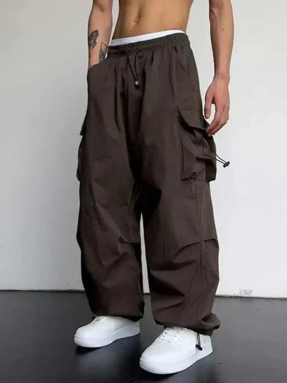 Men's wide-leg trousers with a drawstring waist