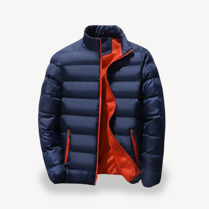 Men's Quilted Jacket Front-Zip Winter Warm Casual Everyday Coat