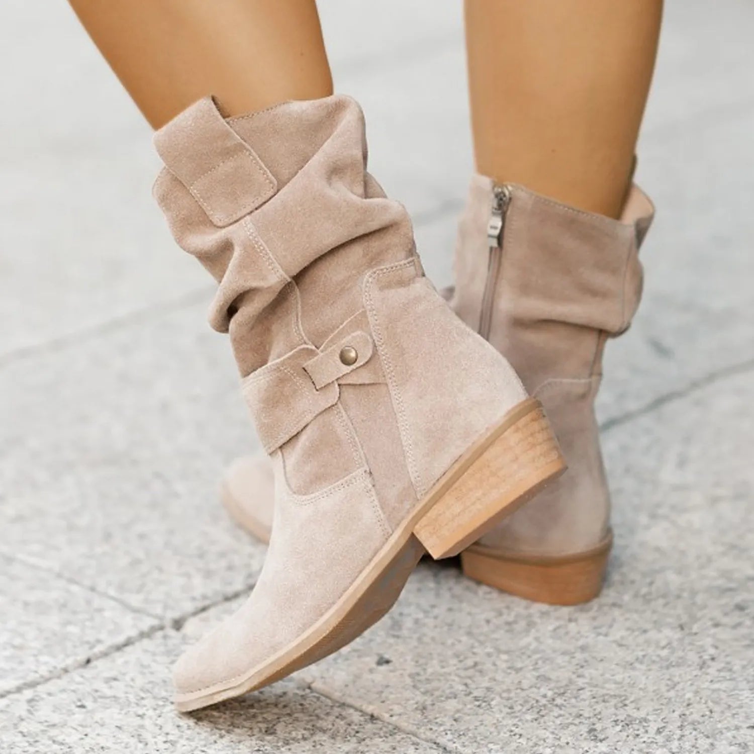 Casual Slip On Boots Soft Shaft Relaxed Fit Everyday Ankle Bootie