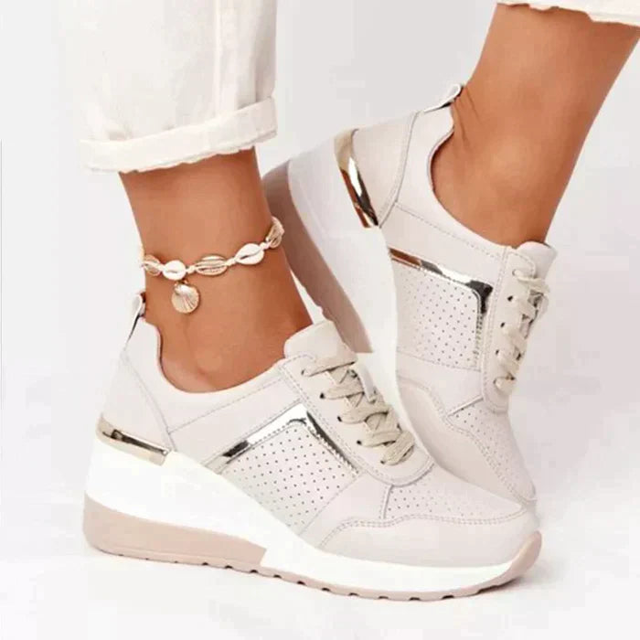 Women's Orthopedic Sneakers White Leather Comfort Support Shoes