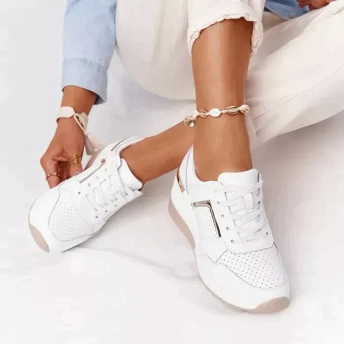 Women's Orthopedic Sneakers White Leather Comfort Support Shoes