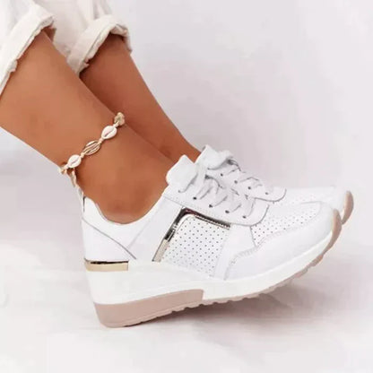 Women's Orthopedic Sneakers White Leather Comfort Support Shoes