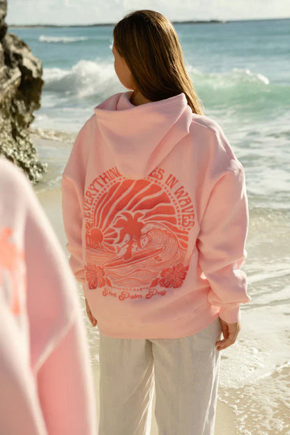Oversized Surf Hoodie Comfortable Casual Loose Fit Graphic Print