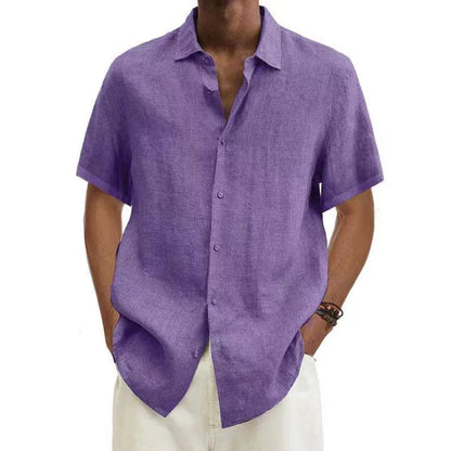 Adriaan | White Linen Button Down Shirt for Men-6