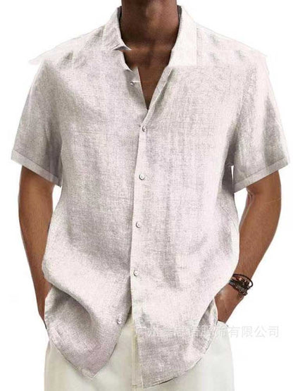Variant image for Adriaan | White Linen Button Down Shirt for Men-49