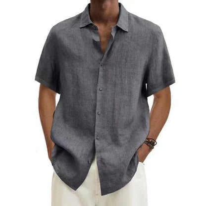 Adriaan | White Linen Button Down Shirt for Men-4