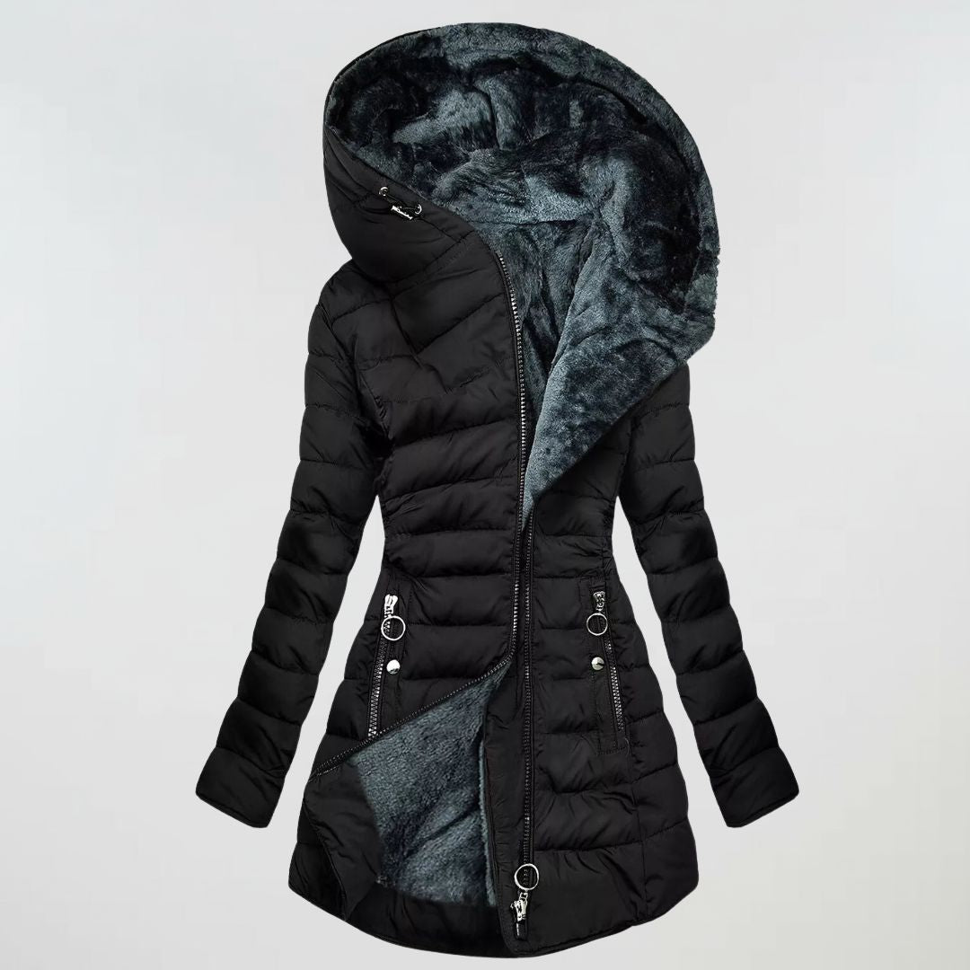 Waterproof Winter Coat Women's Longline Warm Hooded Jacket for Cold Wet Days