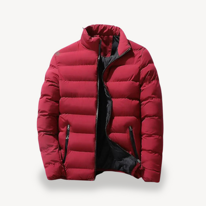 Men's Quilted Jacket Front-Zip Winter Warm Casual Everyday Coat