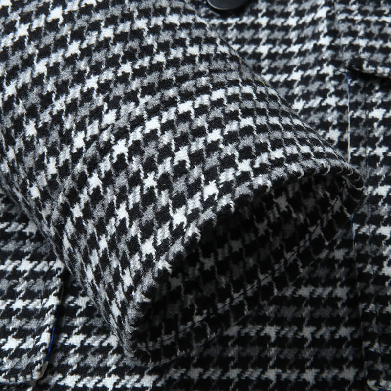 Men's Houndstooth Tailored Jacket Button-Front Structured Smart Casual Workwear