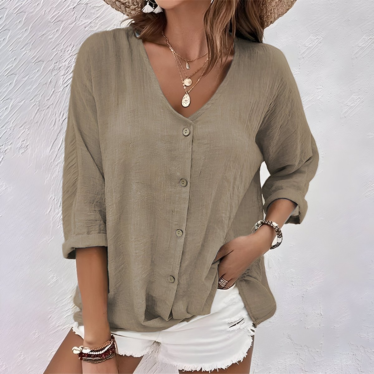 Marcia women's blouse in Khaki