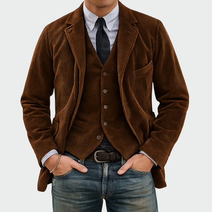 Men's Blazer and Vest Set Tailored Two-Piece Formal Suit Jacket Smart Slim Fit Wedding Dinner Party Office Occasion Outfit