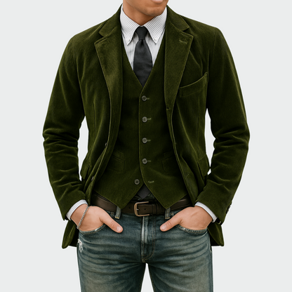 Men's Blazer and Vest Set Tailored Two-Piece Formal Suit Jacket Smart Slim Fit Wedding Dinner Party Office Occasion Outfit
