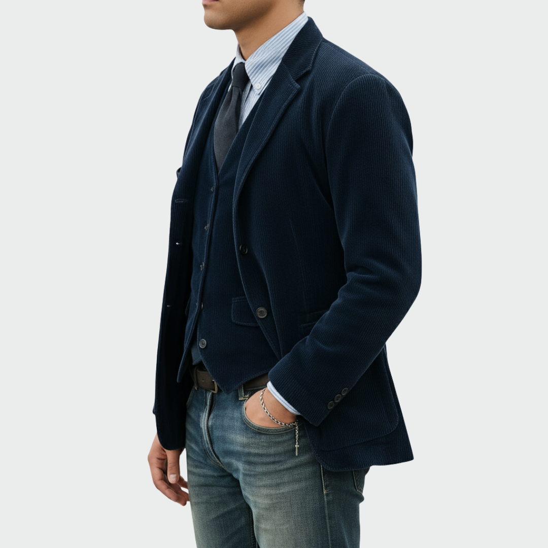 Men's Blazer and Vest Set Tailored Two-Piece Formal Suit Jacket Smart Slim Fit Wedding Dinner Party Office Occasion Outfit
