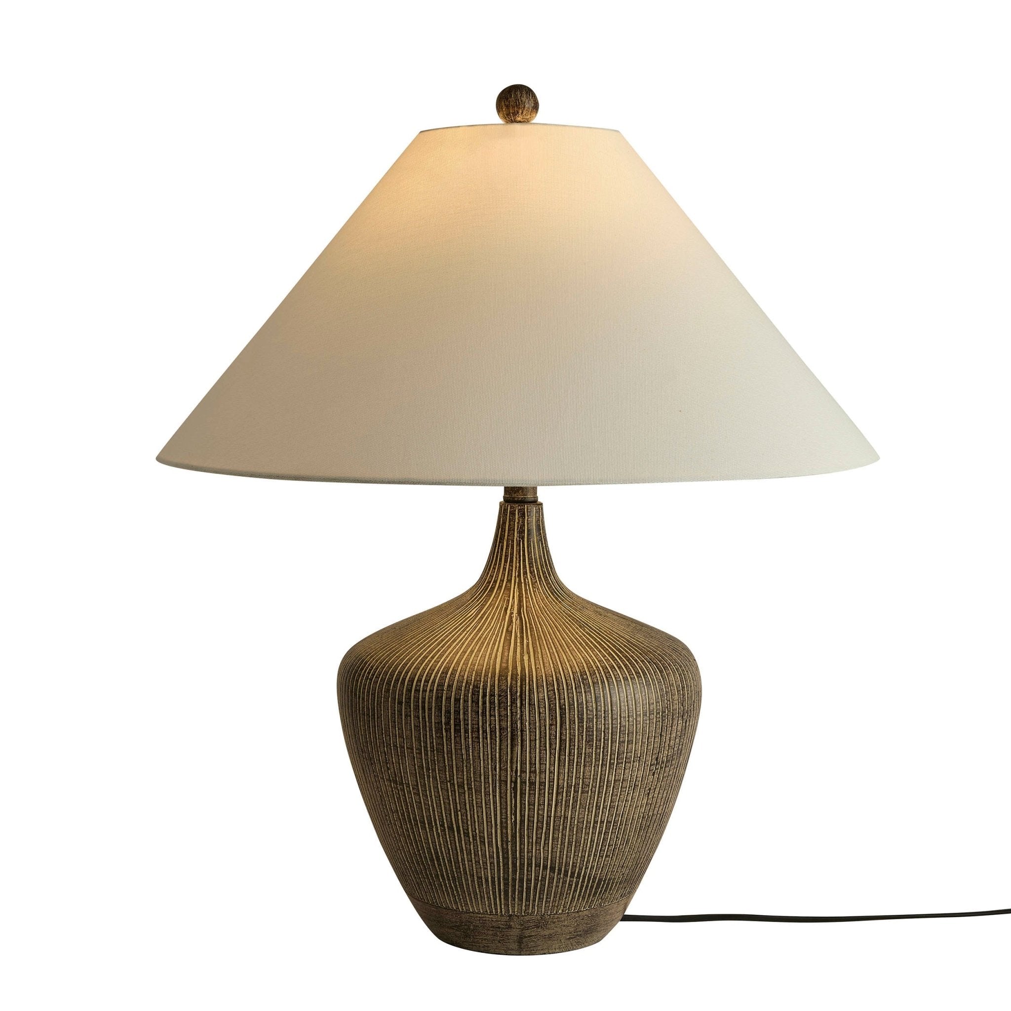 Tribeca Black Resin Table Lamp with White Shade