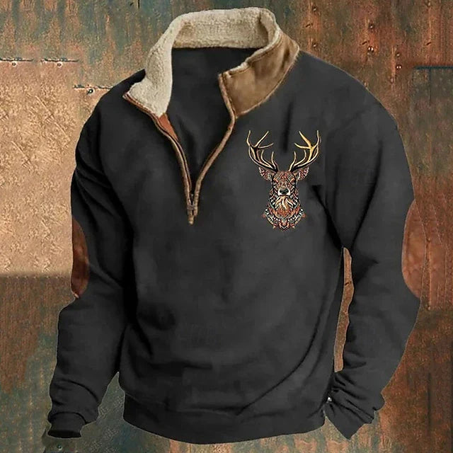 Zip-Up Pullover Men's Comfortable Casual Fleece Sweater Warm Everyday Layering Top