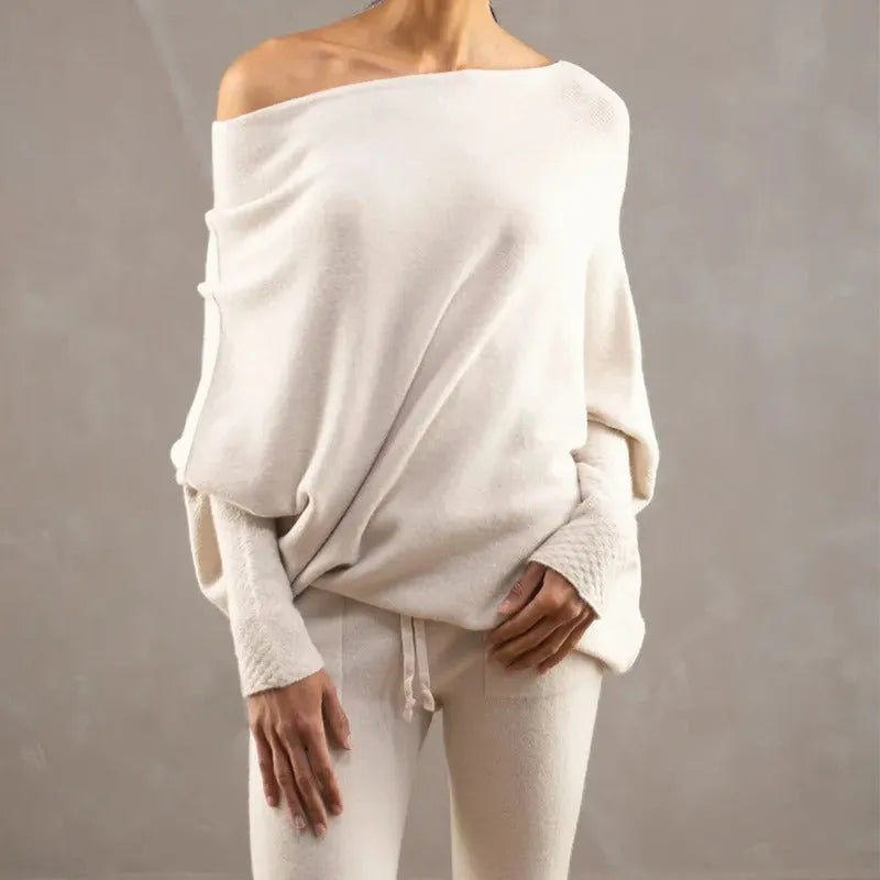 Asymmetric Cashmere Blend Jumper Women Elegant Comfortable Soft Knit