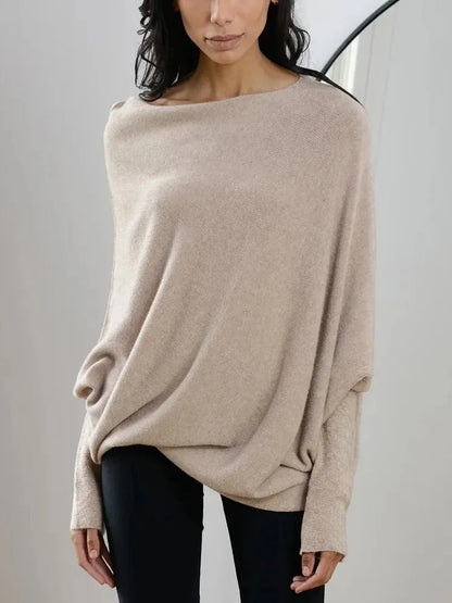 Asymmetric Cashmere Blend Jumper Women Elegant Comfortable Soft Knit