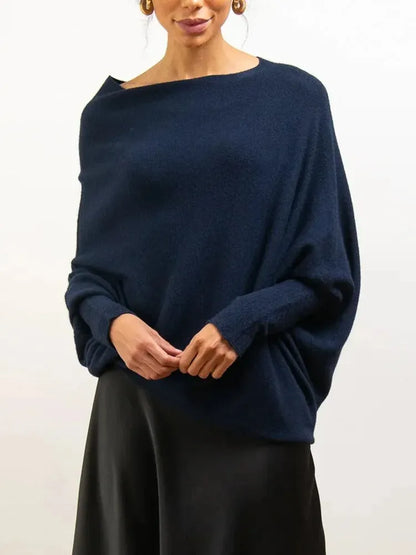 Asymmetric Cashmere Blend Jumper Women Elegant Comfortable Soft Knit