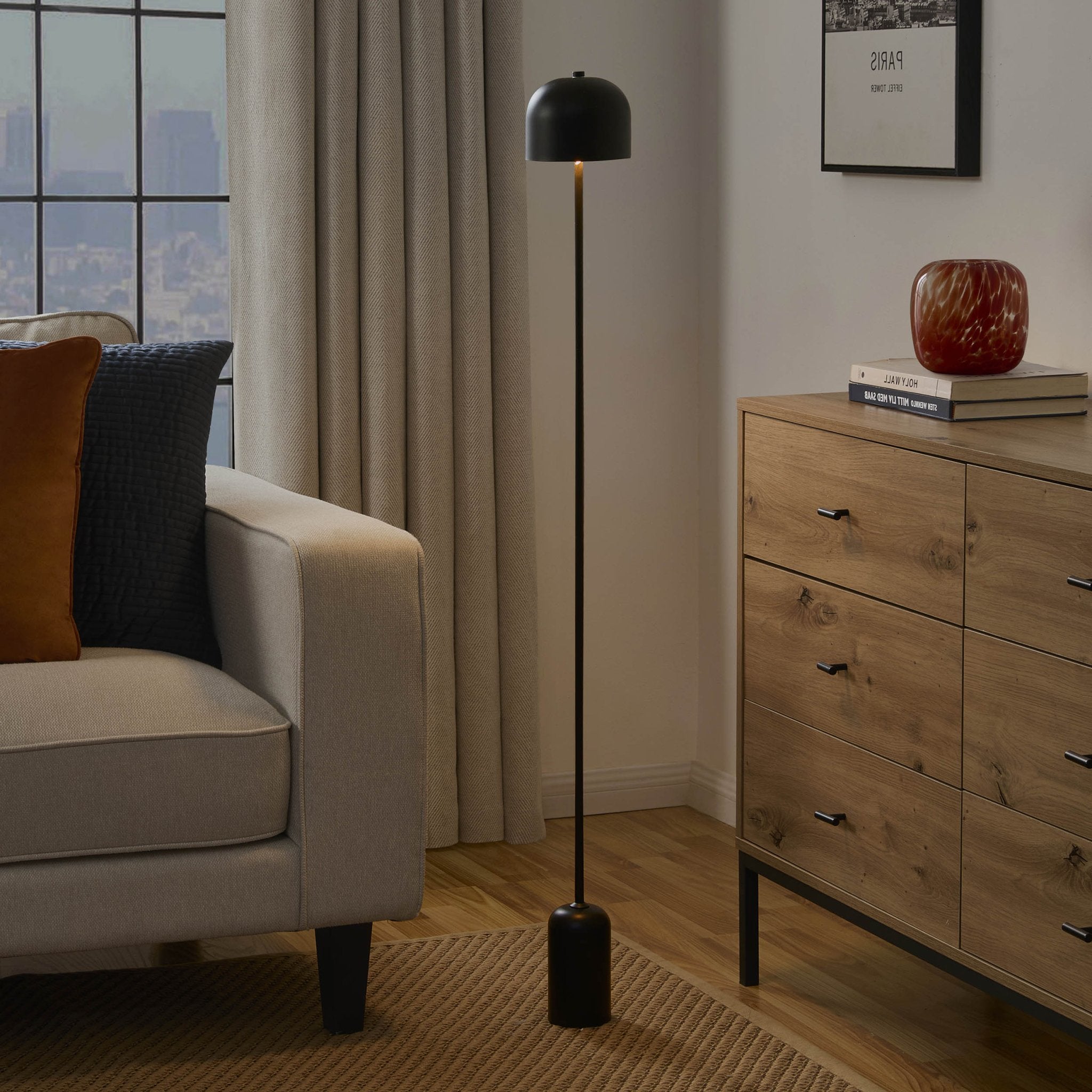 Rechargeable Waterproof Black LED Floor Light for Indoor and Outdoor Use, Portable USB Lamp